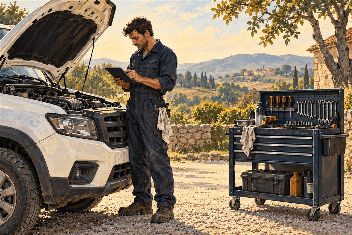 Illustration of mobile mechanic service planning