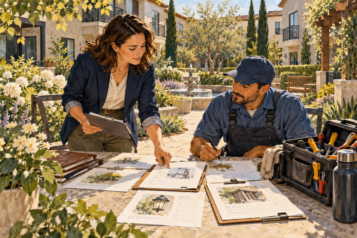 Illustration of property maintenance service planning